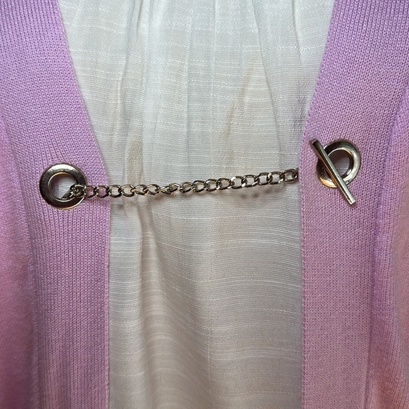 Renuar Chain and T-bar Cardigan with Pockets Size Medium Lavender - Picture 3 of 10